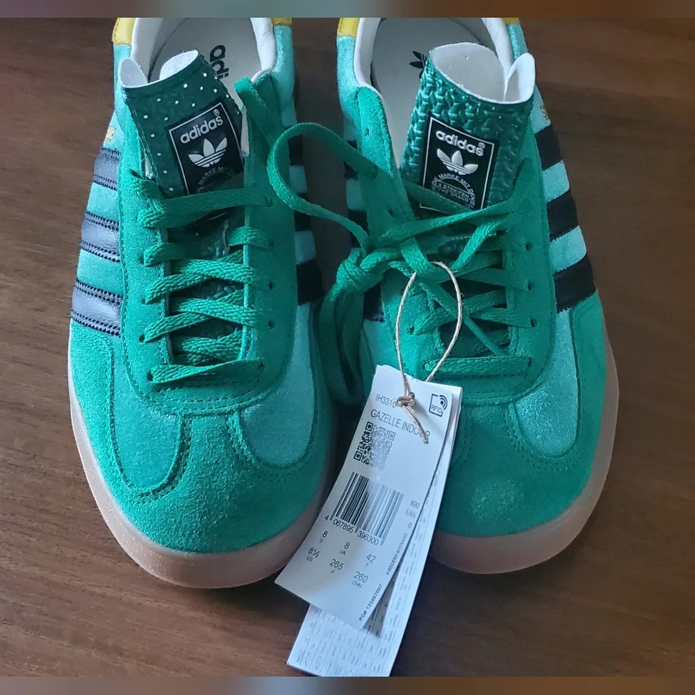 Adidas Gazelle Green and Yellow Sneakers NWT MEN'S 8.5 - Picture 8 of 8